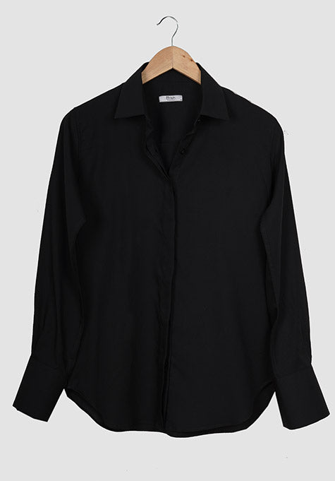 JET BLACK SEMI SLIM LIGHTWEIGHT SHIRT