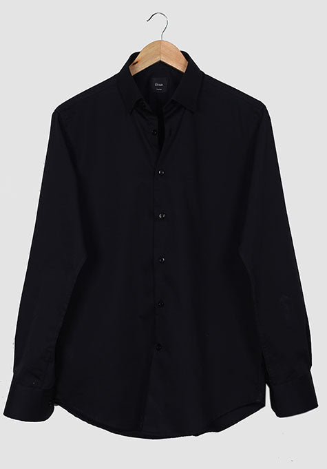 BLACK LIGHTWEIGHT HIDDEN BUTTON DOWN SHIRT