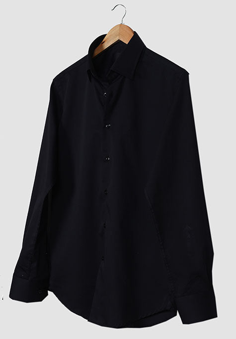 BLACK LIGHTWEIGHT HIDDEN BUTTON DOWN SHIRT