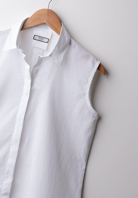 WHITE LIGHTWEIGHT SLEEVELESS SHIRT - SALE