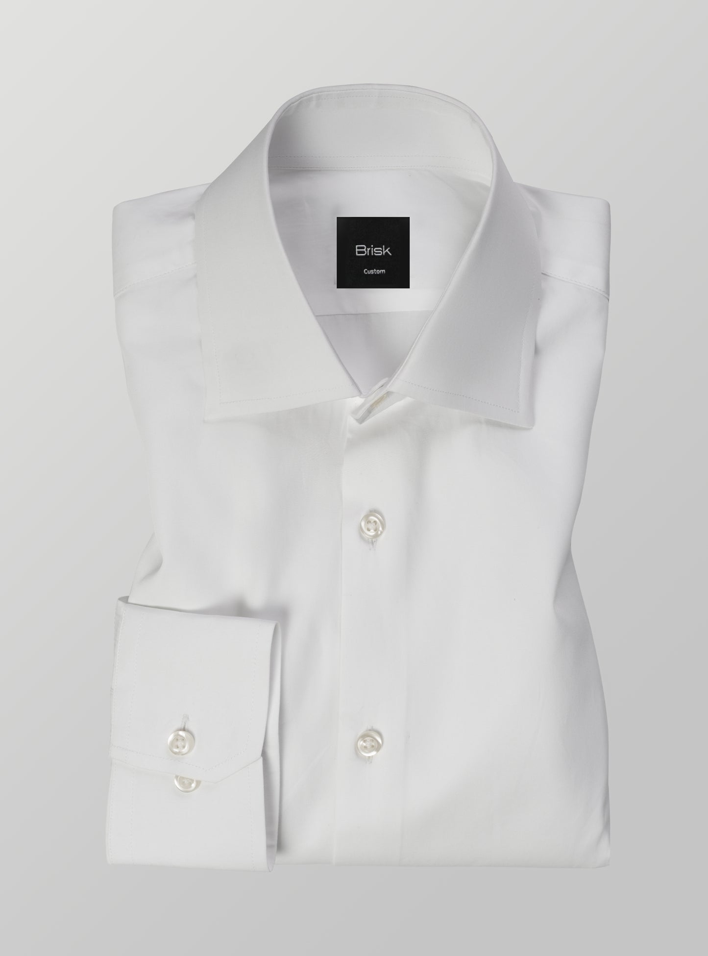 WHITE HIGH COLLAR SHIRT - HIDDEN BUTTON DOWN