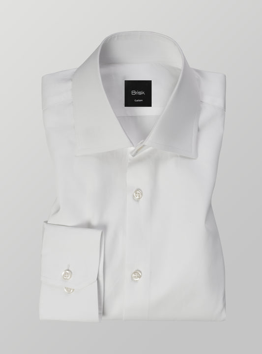 WHITE HIGH COLLAR SHIRT - HIDDEN BUTTON DOWN