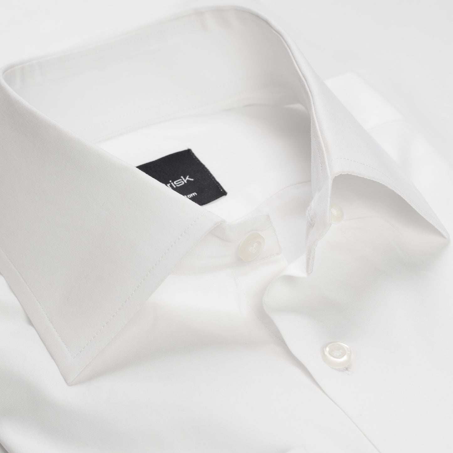 WHITE HIGH COLLAR SHIRT - HIDDEN BUTTON DOWN