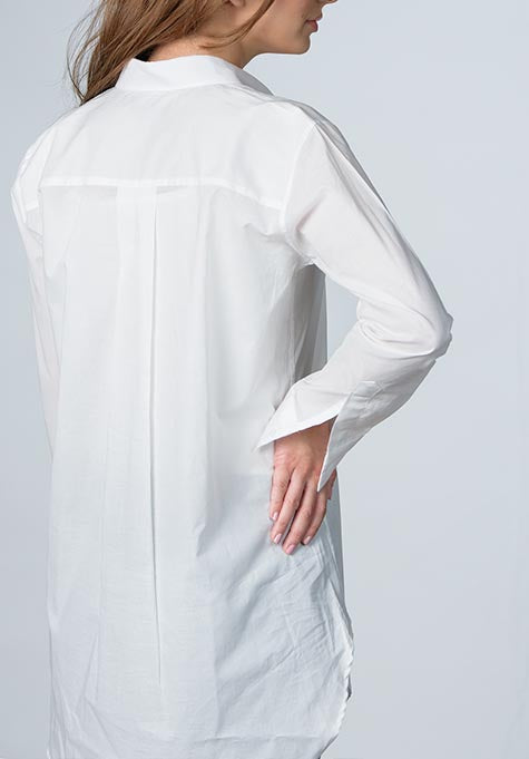 WHITE LIGHTWEIGHT COTTON LONG SHIRT - SALE