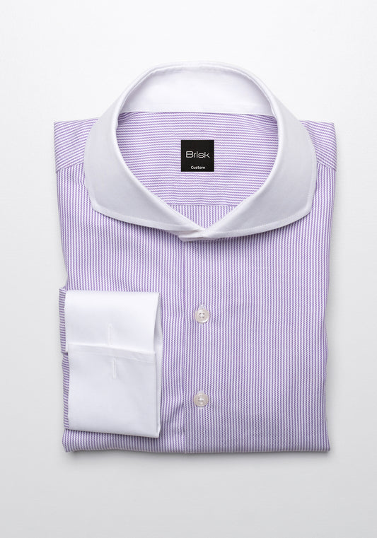 Mauve Dobby Pinstripes French Cuffs Shirt - Wrinkle Resistant - Sale