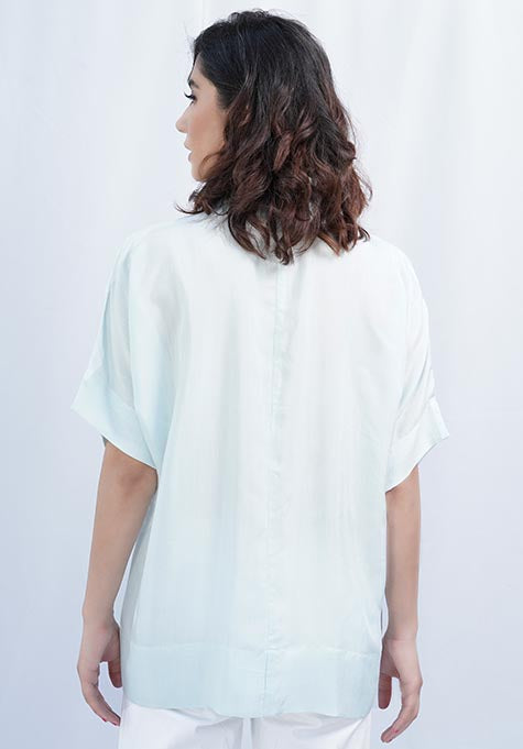ICE BLUE VISCOSE HALF SLEEVES SHIRT