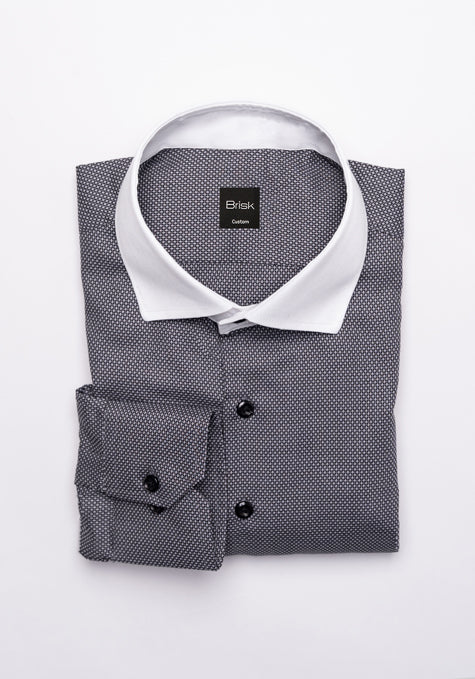 Charcoal Grey Lightweight Dobby Structured Shirt - Wrinkle Resistant - Sale