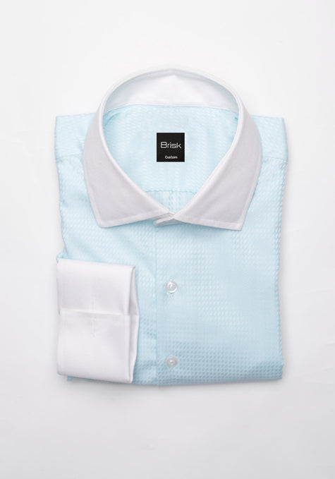 Egyptian Pastel Mint Green Structured White Collar Shirt - Wrinkle Resistant