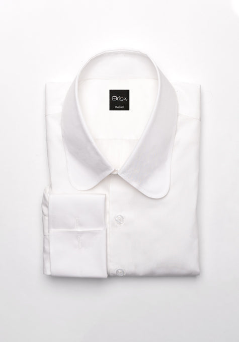 Egyptian White Poplin Shirt - Club Collar - Sale