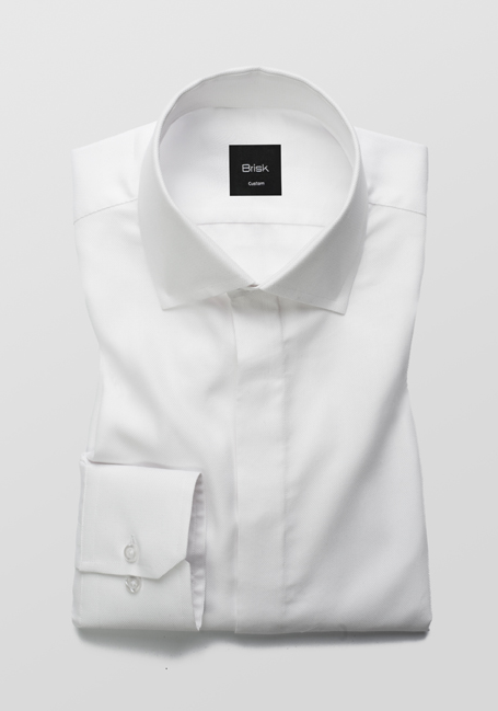 White Twill Hidden Placket Shirt