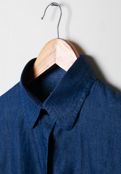 DENIM DARK ROUND COLLAR SHIRT