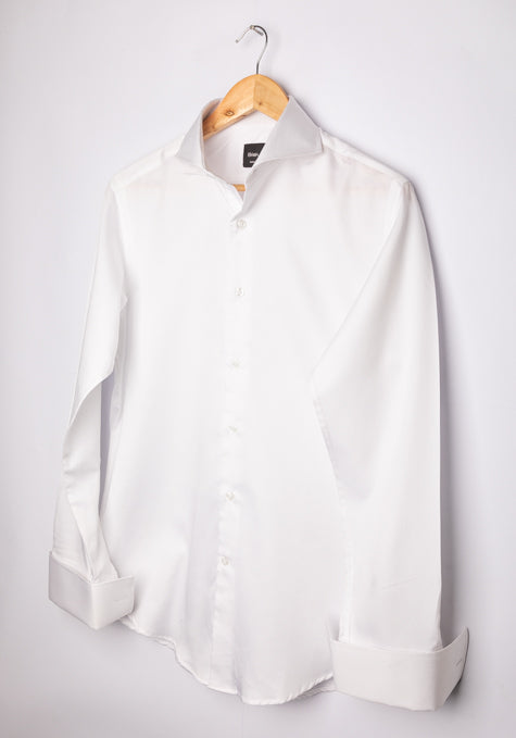 FINE WHITE TWILL SHIRT - FRENCH CUFFS