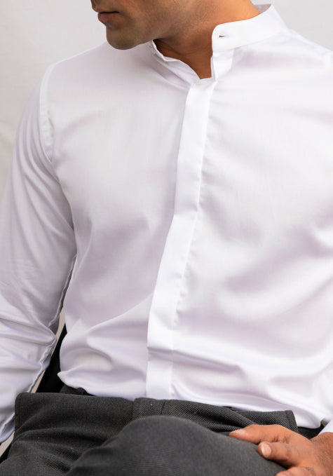 WHITE BAND COLLAR SHIRT