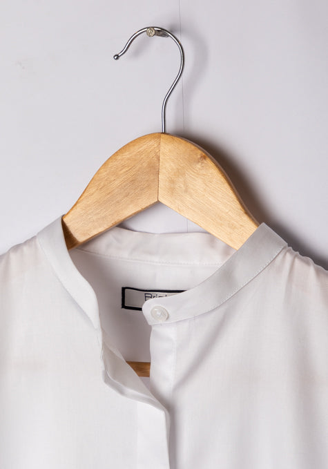 WHITE LIGHTWEIGHT RELAXED SHIRT WITH BALLOON SLEEVES - SALE