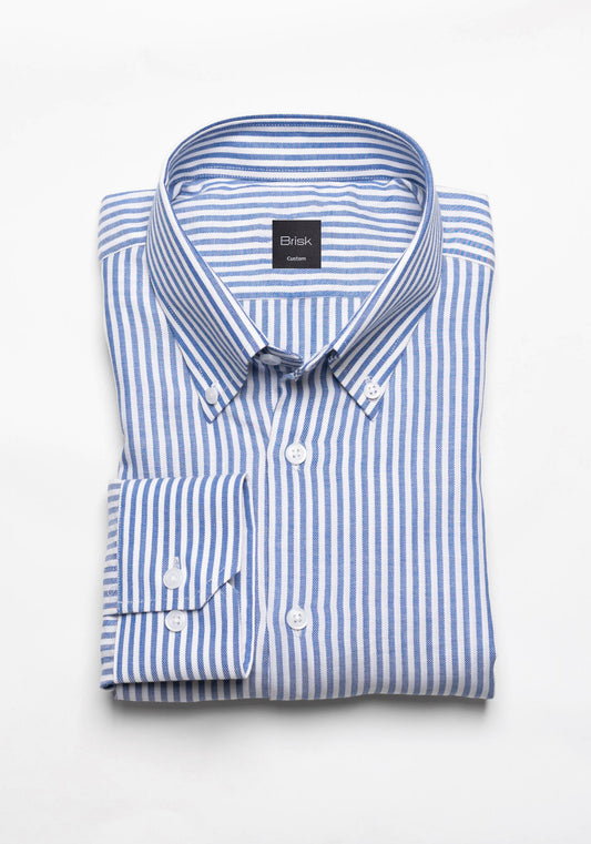 Super Soft Blue Twill Tencel Stripes Shirt