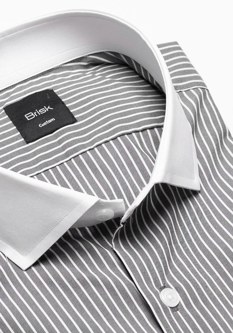Grey Chambray Performance Stretch Stripes Shirt