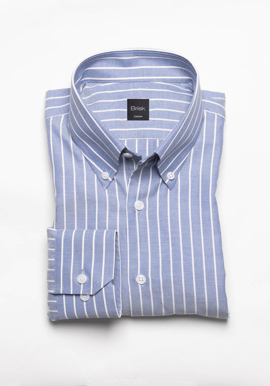 Blueish Grey Chambray Performance Stretch Stripes Shirt