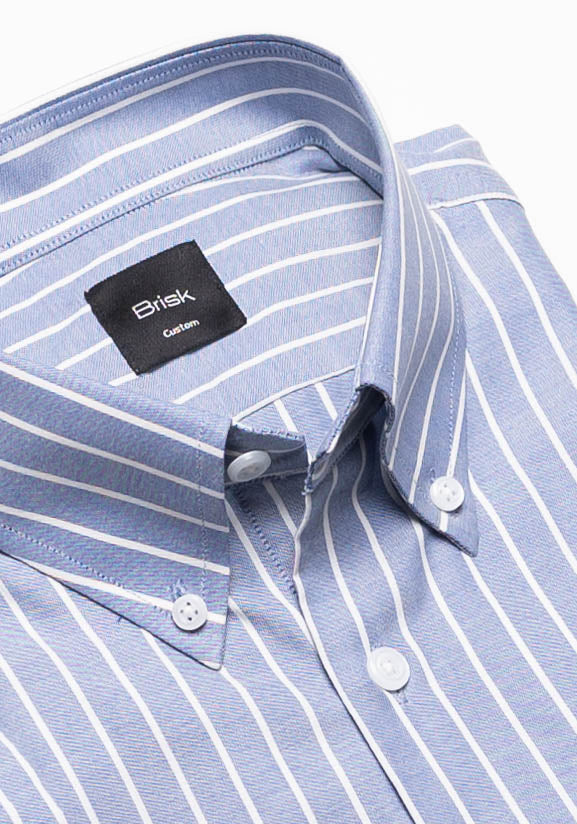 Blueish Grey Chambray Performance Stretch Stripes Shirt