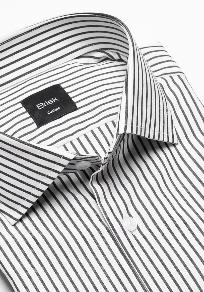 Black Comfort Stretch Stripes Shirt