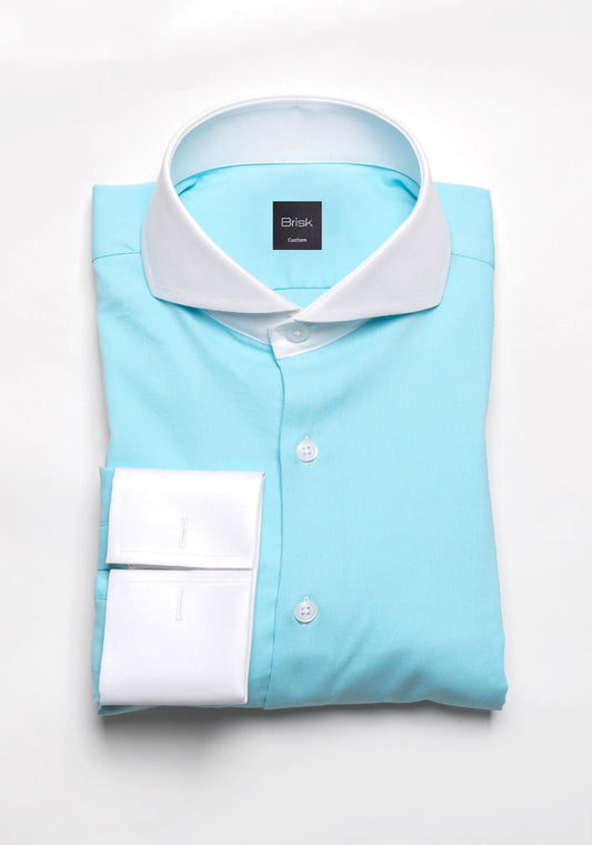 Crisp Turquoise Poly-Stretch Structured Shirt