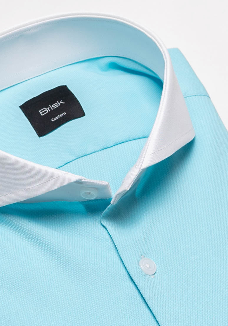 Crisp Turquoise Poly-Stretch Structured Shirt
