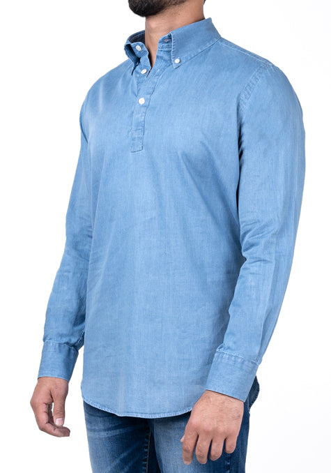 DENIM LIGHT WASH POPOVER SHIRT