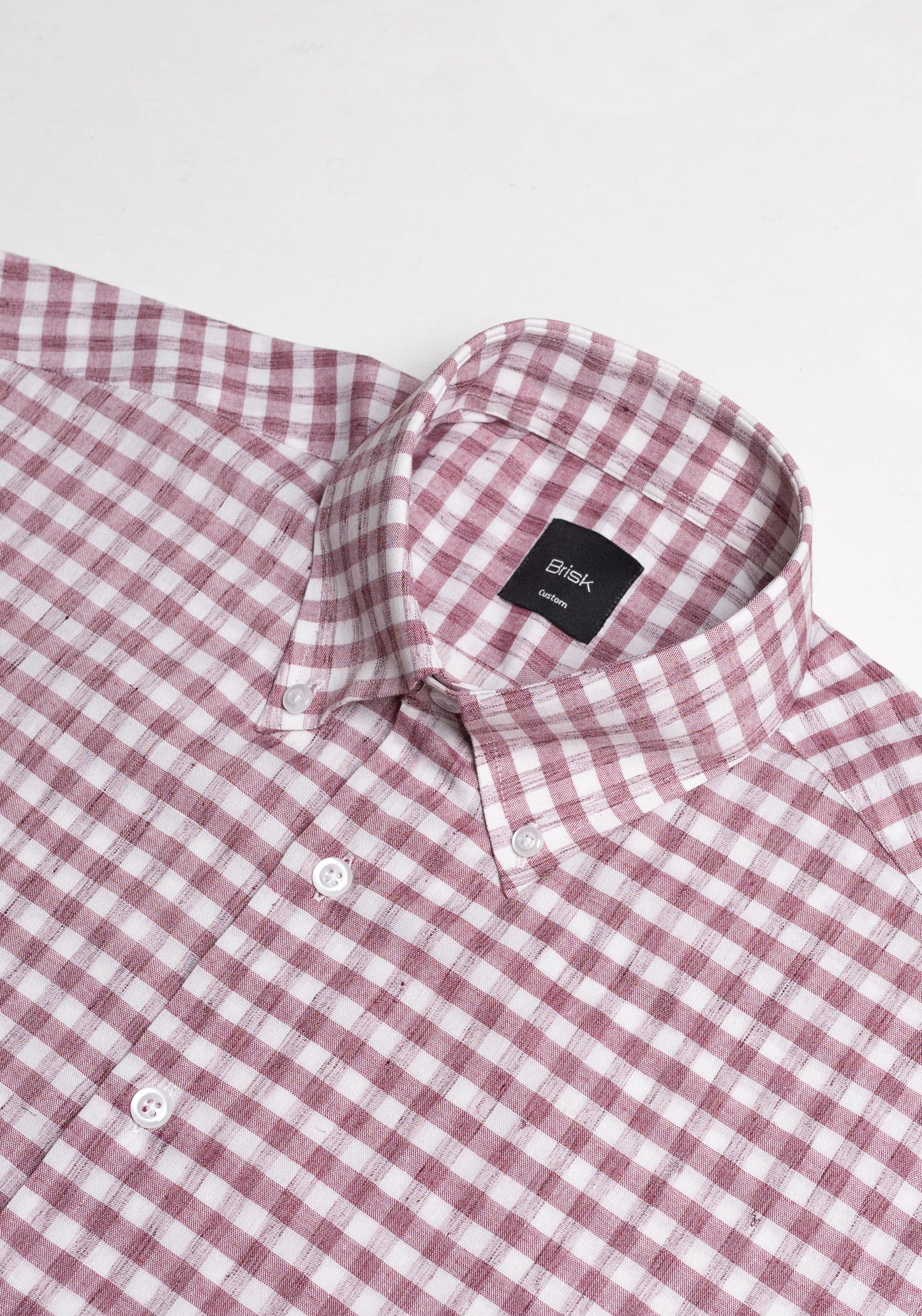Pale Pink Gingham Light-Weight Shirt - Sale