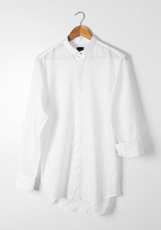 White Sheer Ultra Lightweight Summer Cotton Linen Shirt