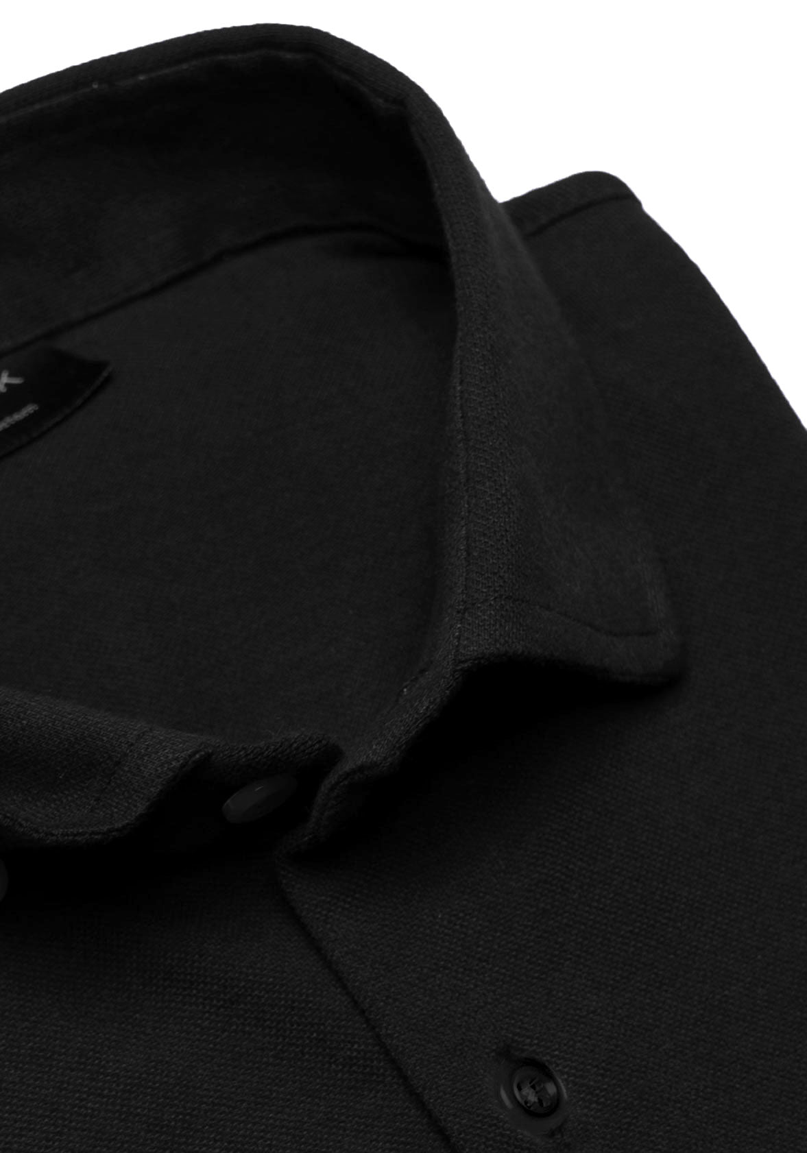 Washed Black Feather Soft Piqué Shirt - Cut Away Collar With Hidden Button Down