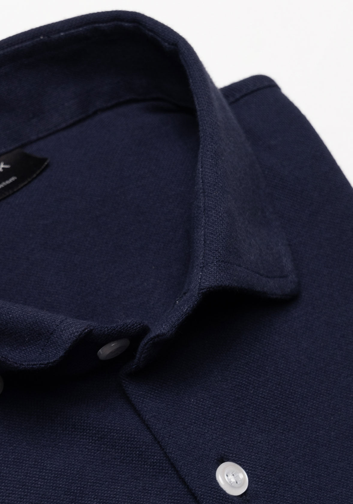 Midnight Blue Feather Soft Piqué Shirt - Cut Away Collar With Hidden Button Down