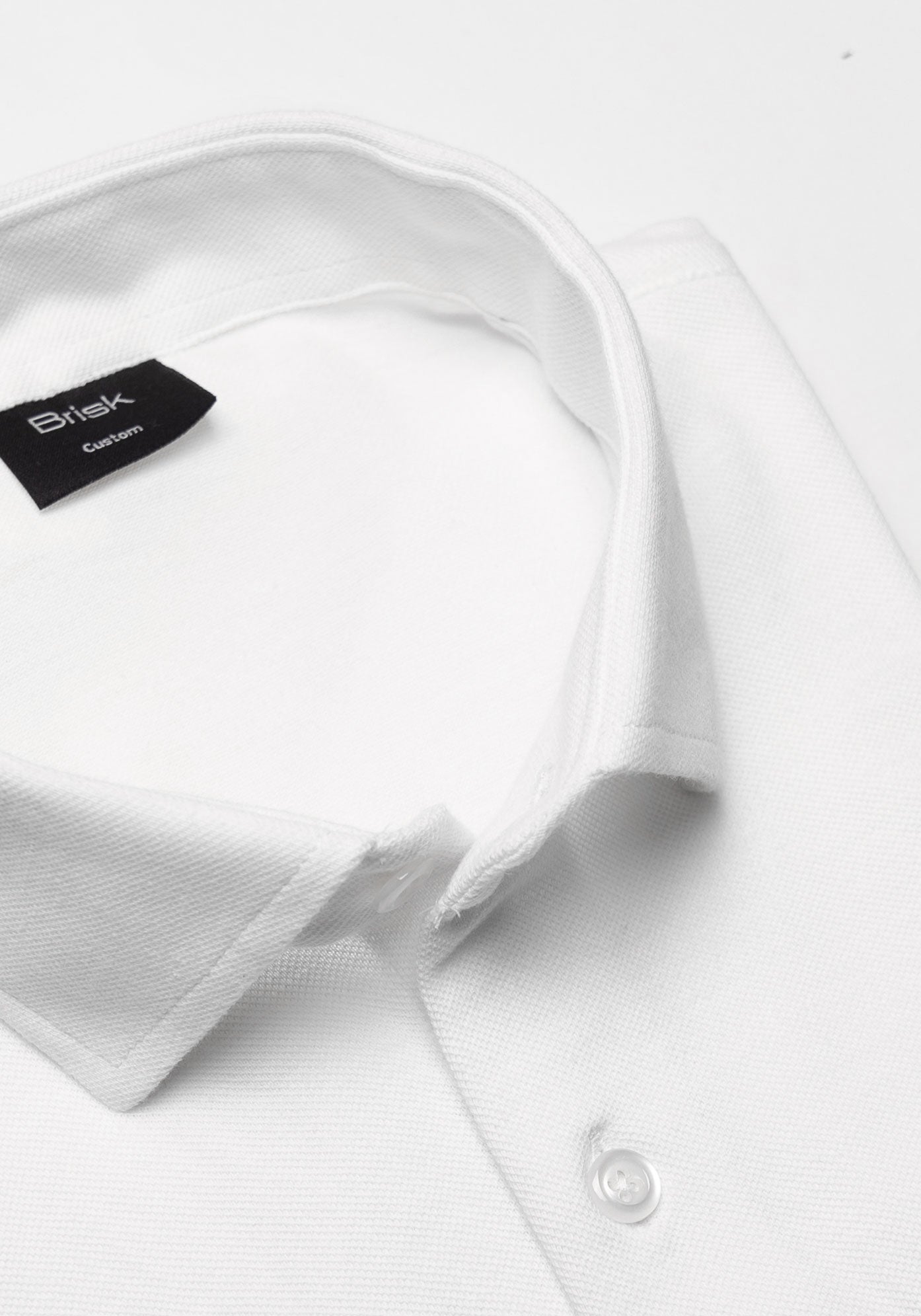 White Feather Soft Piqué Shirt - Cut Away Collar With Hidden Button Down