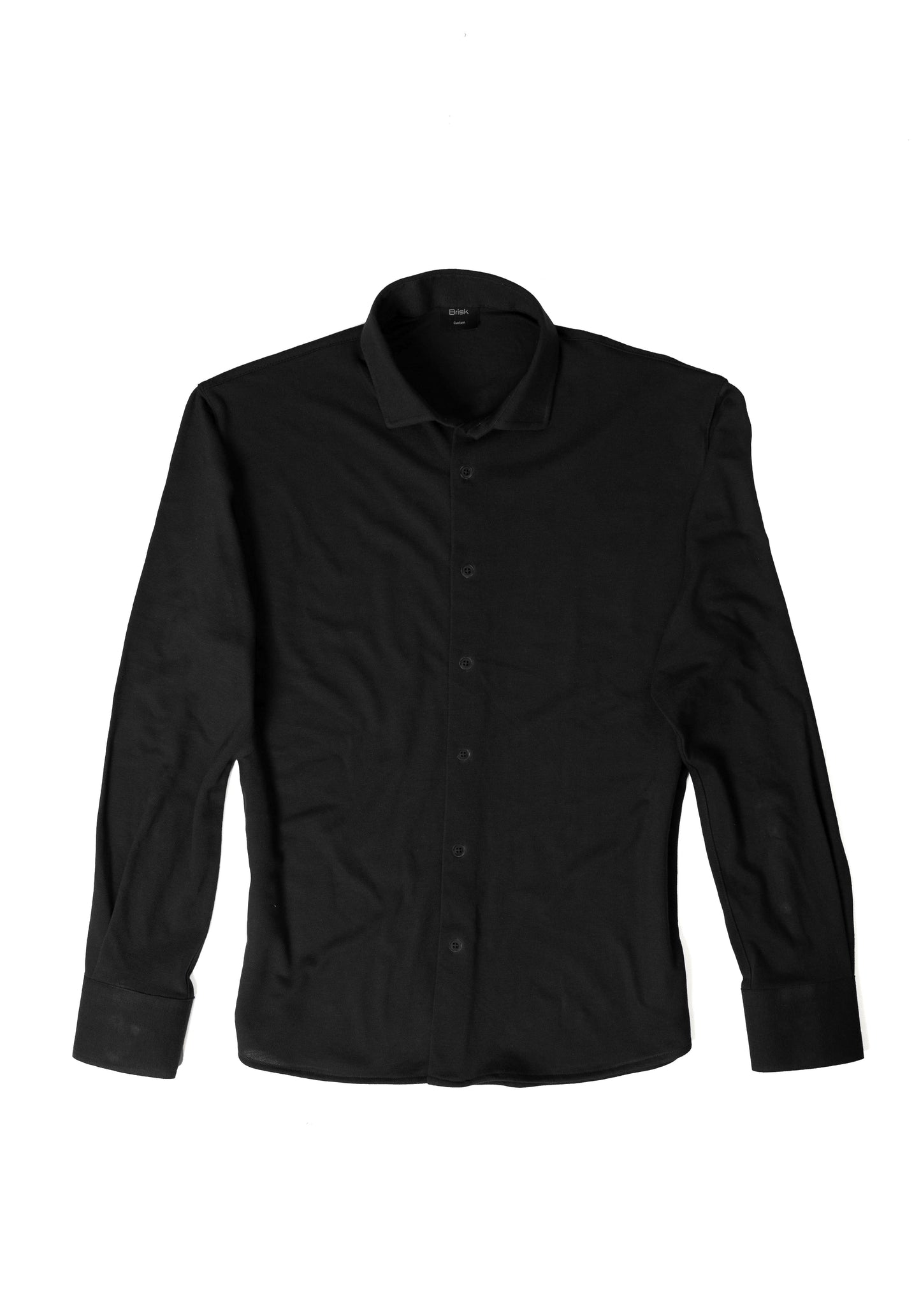 Washed Black Feather Soft Piqué Shirt - Cut Away Collar With Hidden Button Down