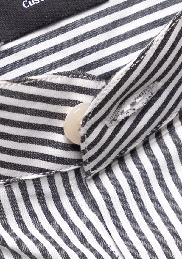 Charcoal Narrow Stripes Shirt - Band Collar - Sale