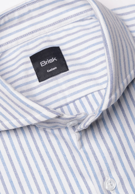 Dual Blue Oxford Stripes Shirt - Wrinkle Resistant