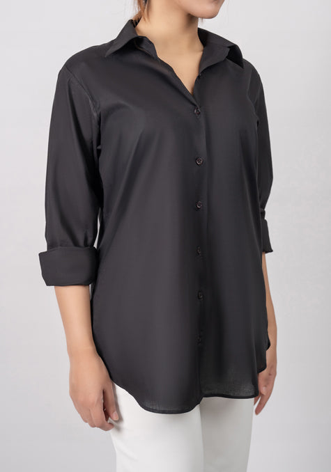 Black lightweight Cotton Long Shirt