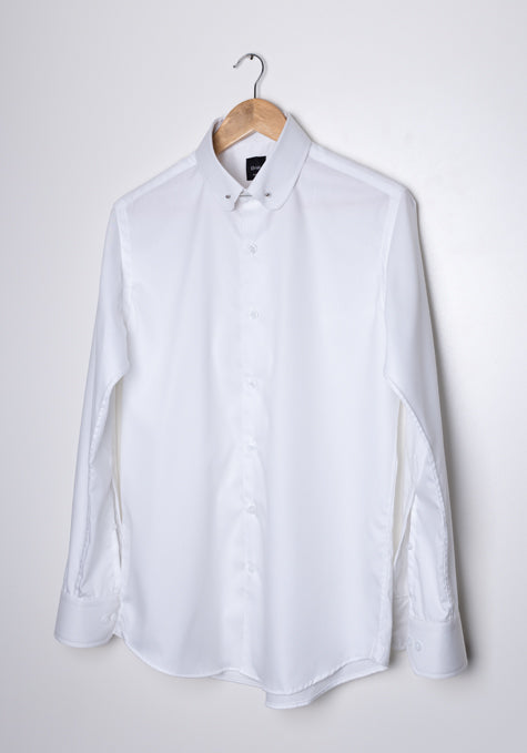 WHITE CLUB COLLAR SHIRT - PIN COLLAR - SALE