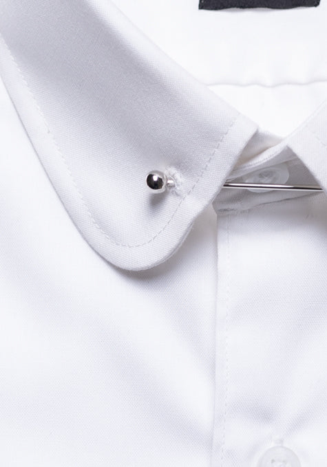 White Club Collar Shirt - Pin Collar