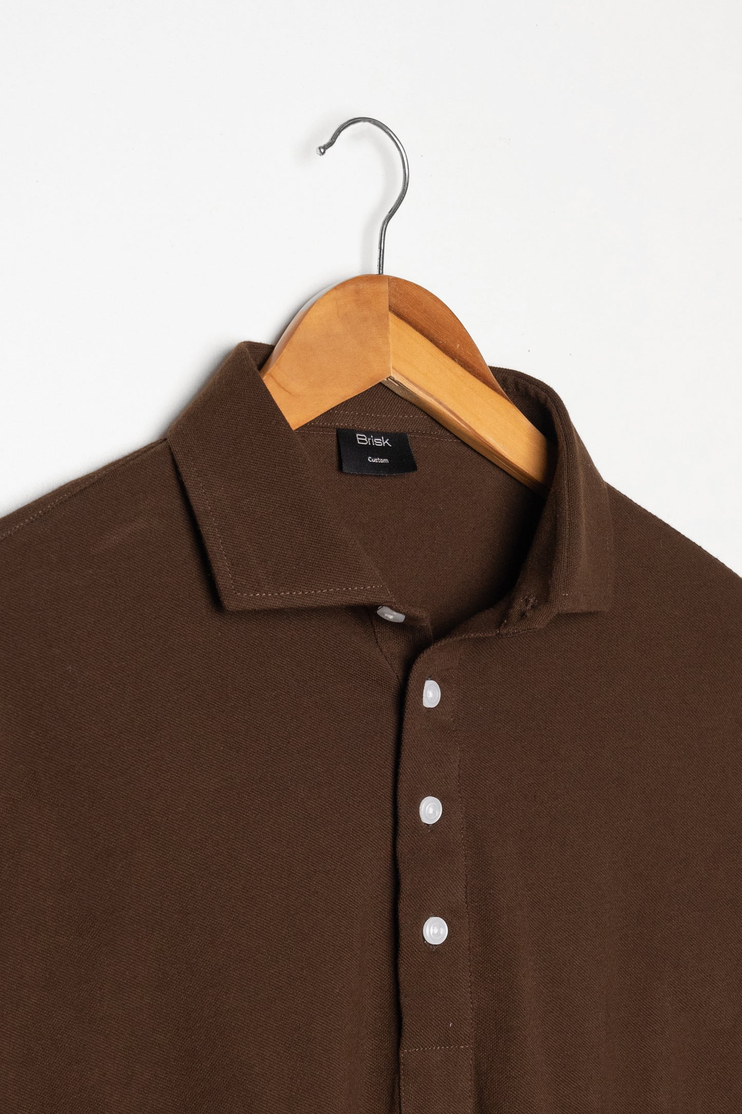 Brown Feather Soft Piqué Popover Full Sleeve Polo Shirt-3