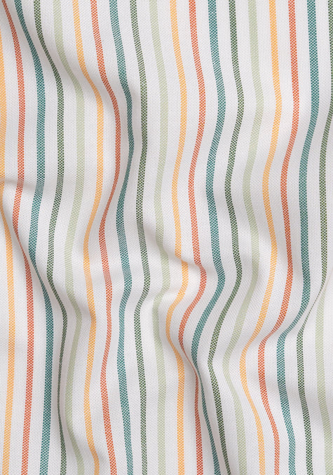 Crisp Green Orange Poly Pinpoint Stripes