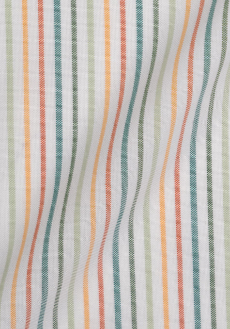 Crisp Green Orange Poly Pinpoint Stripes