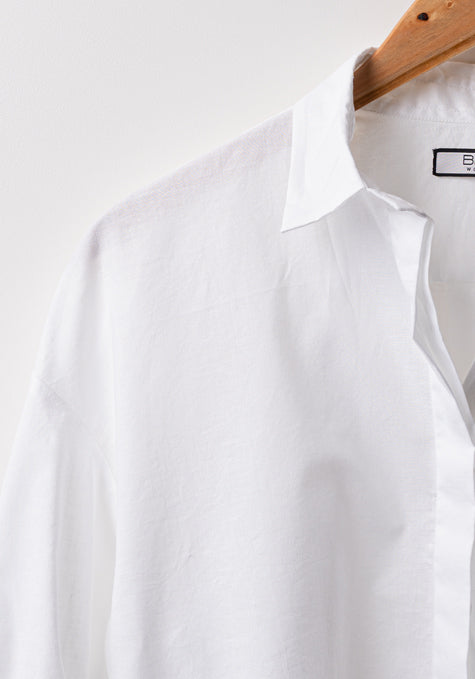 WHITE LIGHTWEIGHT RELAXED FIT SHIRT - SALE