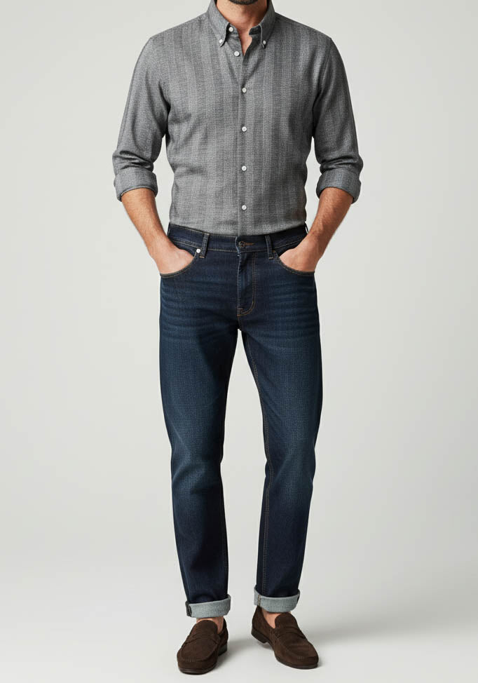 Bold Charcoal Stripes Light-weight Shirt - Button Down