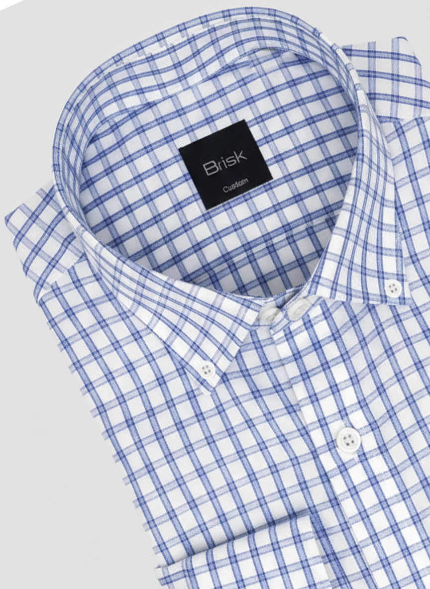 Classic Blue Checkered Shirt - Wrinkle Free