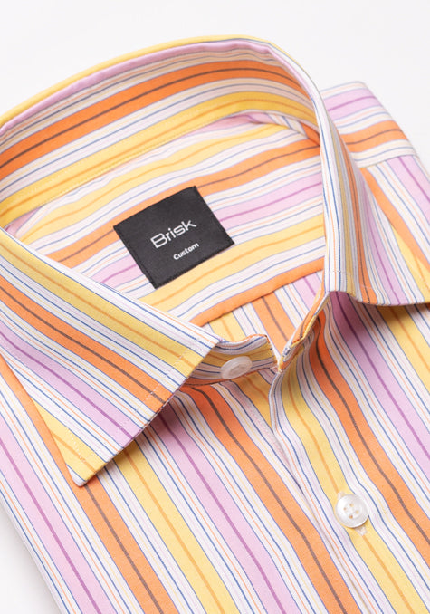 Soft Multi Stripes Shirt - Cutaway Classic Collar - Sale