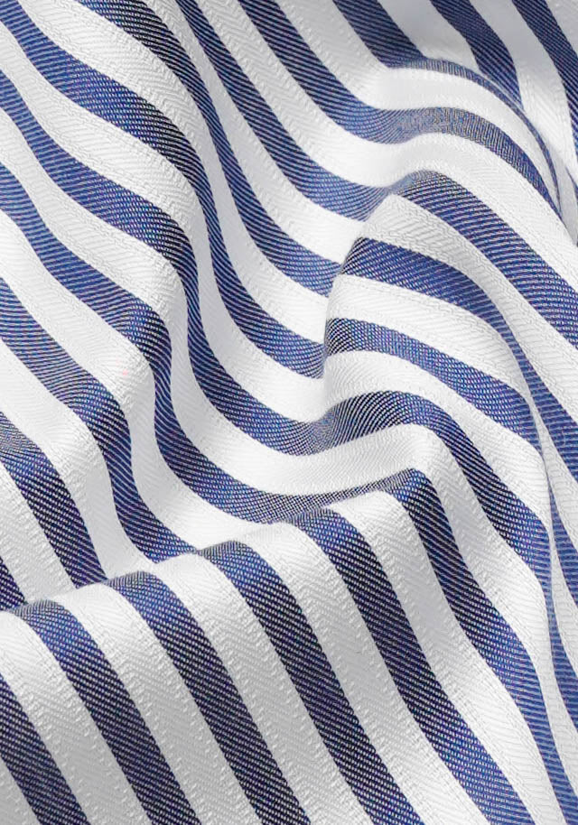 Navy Blue Flowy Bengal Stripes - Wrinkle Resistant