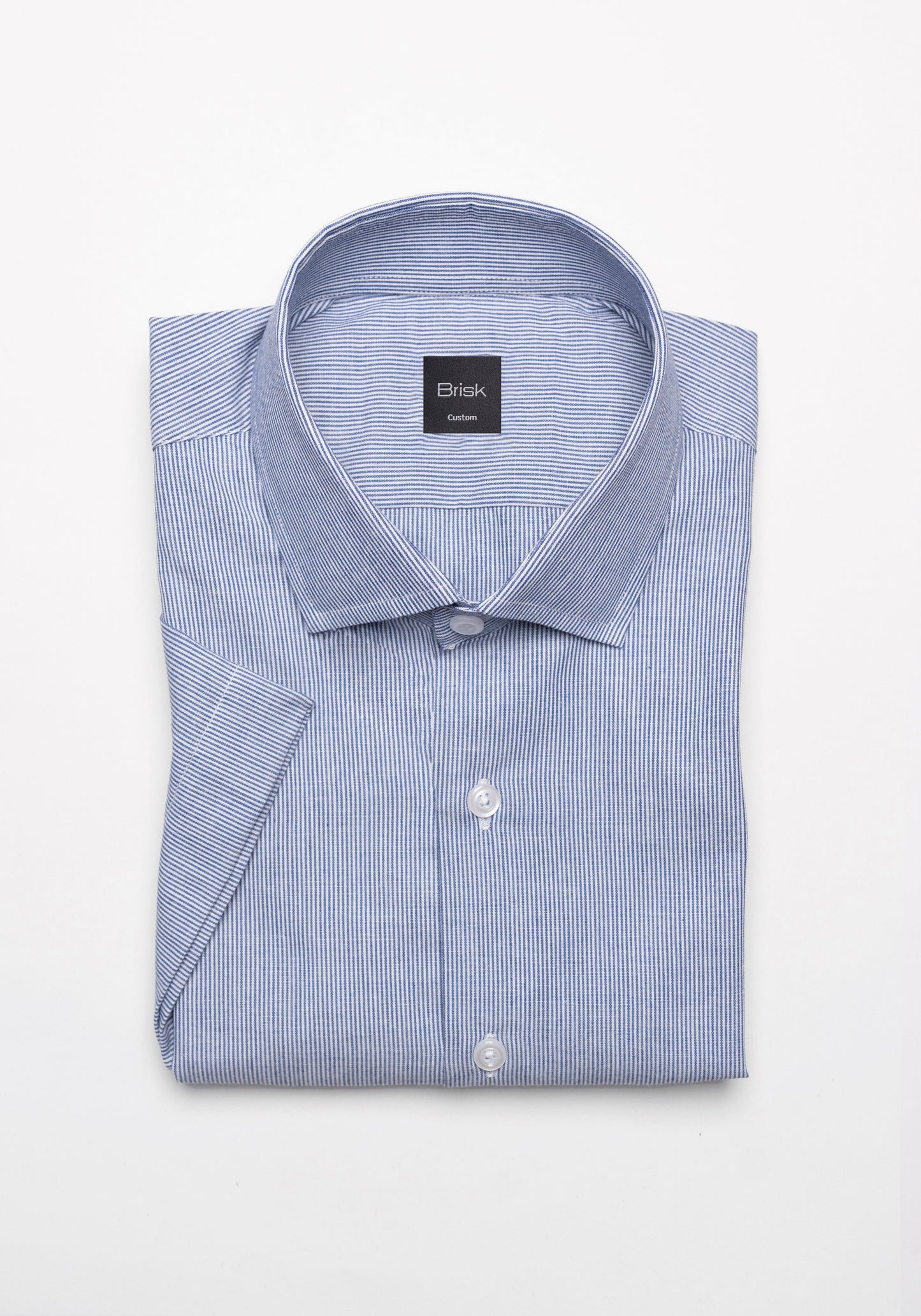 Navy stripes light-weight half sleeves shirt