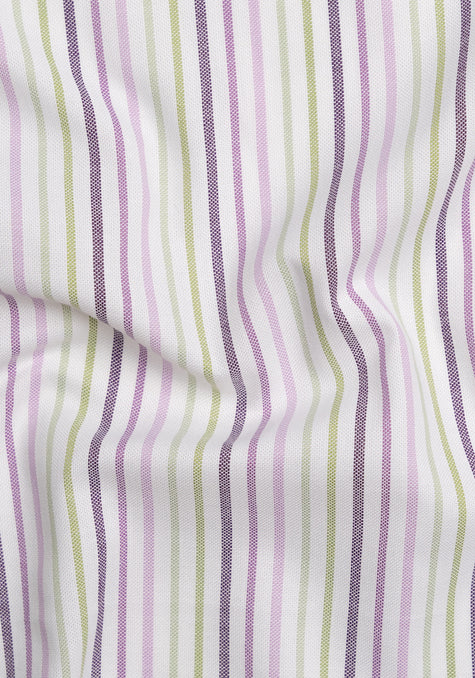 Plum Green Pinpoint Poly Stripes