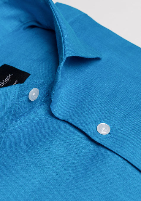 Electric Turquoise Irish Linen Shirt -Sale