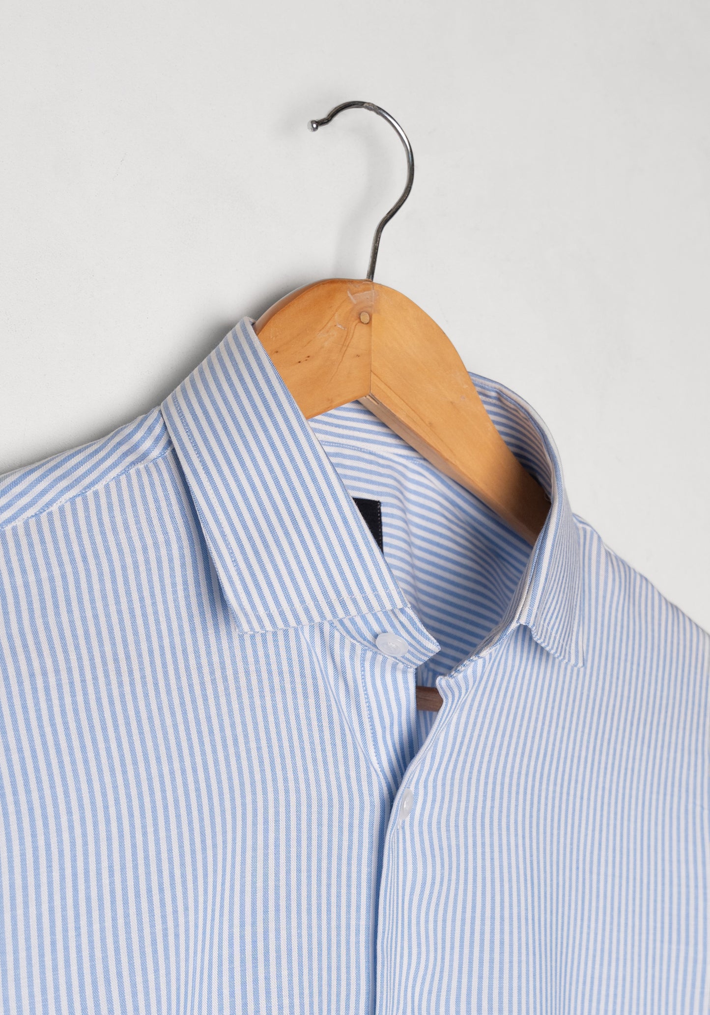 Sky Blue Narrow Stripes Light-weight Shirt - Half Sleeves