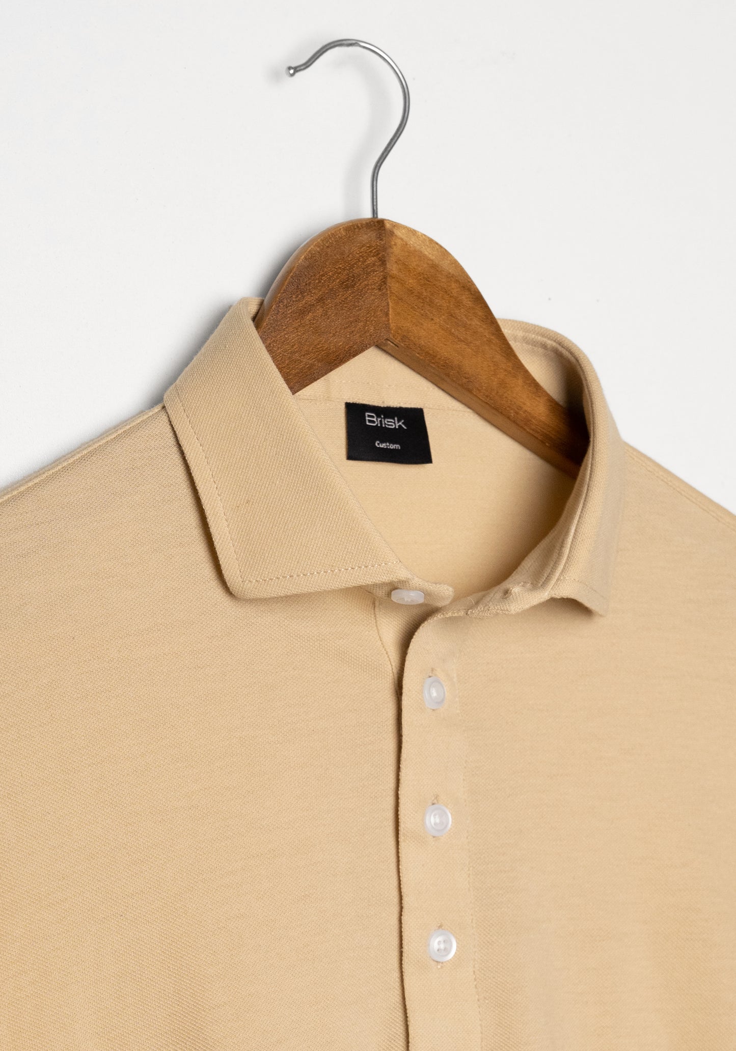 Tan Feather Soft Piqué Popover Full Sleeve Polo Shirt